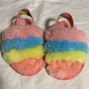 Ugg toddler Slippers size 6 pink/blue/lime